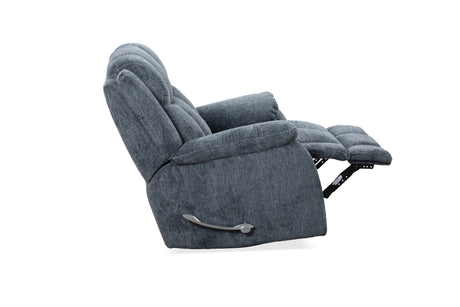 Manual Upholstered Slate Chenille Swivel Recliner - Omega Lifestyles