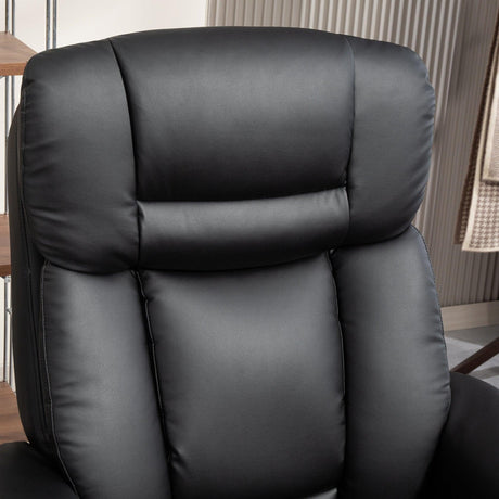 PU Leather Reclining Swivel Chair With Ottoman Footrest - Omega Lifestyles