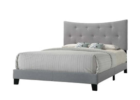 Gray Fabric Queen Bed Frame With Tufted Headboard - Omega Lifestyles