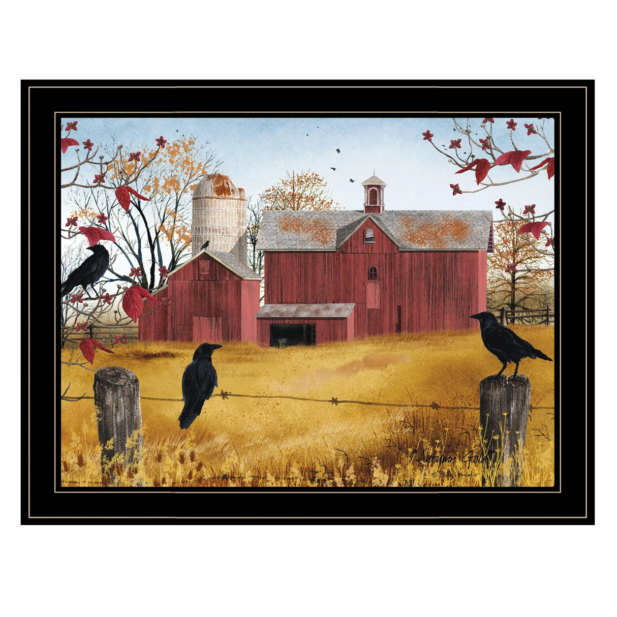 Framed Multicolor Autumn Gold Wall Art Print - Omega Lifestyles