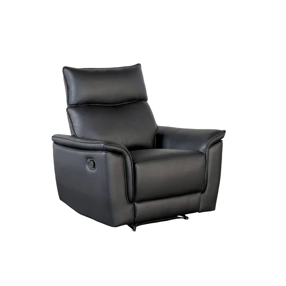 Transitional Black Leather Match Recliner Chair - Omega Lifestyles