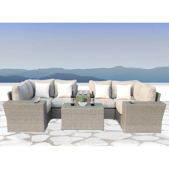 10-Piece Outdoor Wicker Seating Group With Cushions - Omega Lifestyles