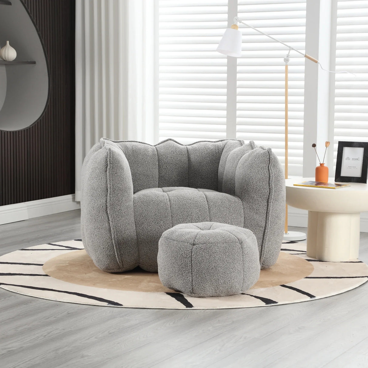 Soft Chenille High Resilient Foam Bean Bag Chair - Omega Lifestyles