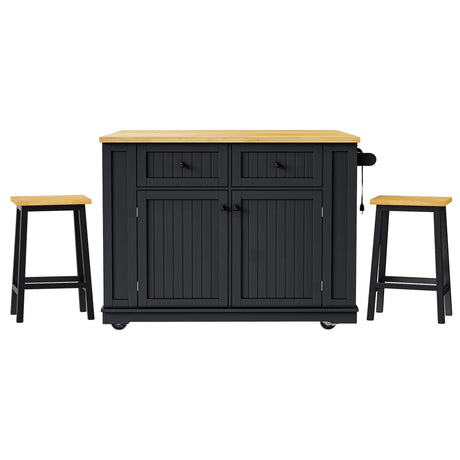 48-Inch Rolling Kitchen Island Cart With Power Outlet - Omega Lifestyles