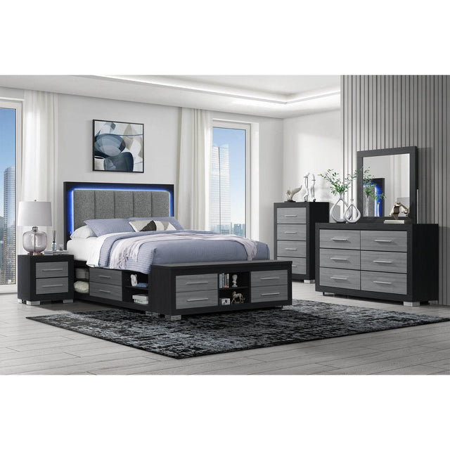 Modern King Storage Bed Frame With Bookcase Headboard - Omega Lifestyles