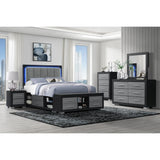 Queen Modern Rubber Wood Panel Bed With Bookcase Storage - Omega Lifestyles