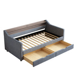 Twin Linen Upholstered Daybed Frame With Storage Drawers - Omega Lifestyles
