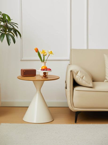 Round Brown White MDF And Metal Coffee Table Set - Sleep Galleria