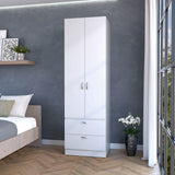 Tall Melamine Wardrobe With Two Doors And Drawers