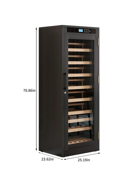 Temperature-Controlled Multi-Tiered Black Wood Wine Cabinet - Omega Lifestyles