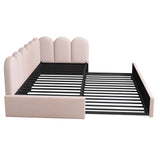 Pink Velvet Twin Daybed With Pull-Out Trundle Bed - Omega Lifestyles