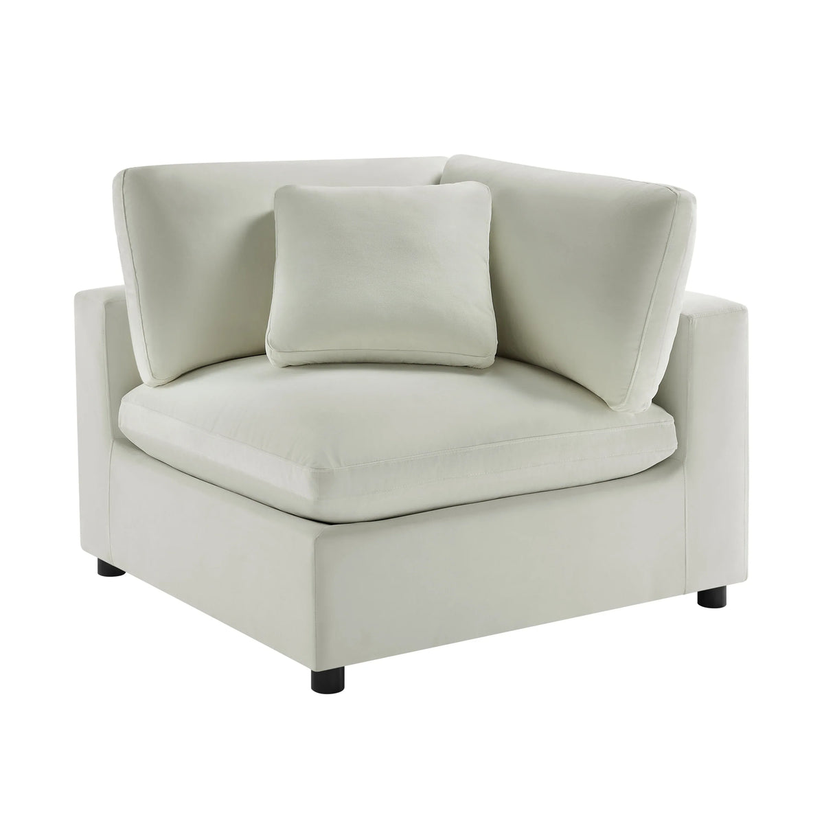 Plush Ivory Polyester Modern Corner Wedge Chair - Omega Lifestyles