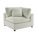 Plush Ivory Polyester Modern Corner Wedge Chair - Omega Lifestyles
