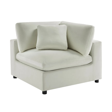 Plush Ivory Polyester Modern Corner Wedge Chair - Omega Lifestyles