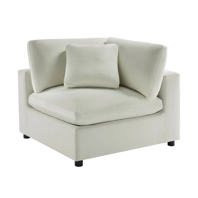Plush Ivory Polyester Modern Corner Wedge Chair - Omega Lifestyles