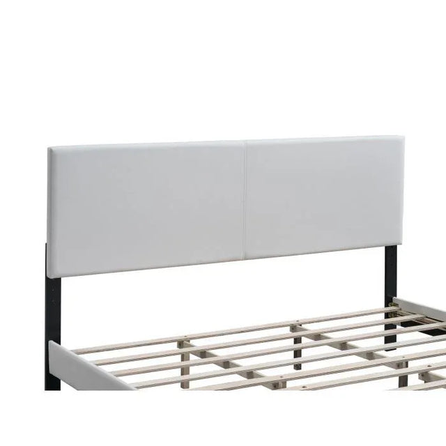 Full Upholstered White Adjustable Headboard Bed Frame - Omega Lifestyles