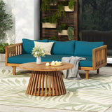 Acacia Wood Outdoor Daybed And Round Coffee Table Set