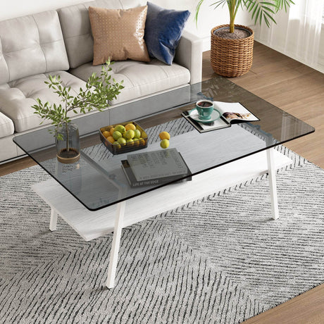 Set Of 3 Modern Tempered Glass Coffee End Tables - Sleep Galleria