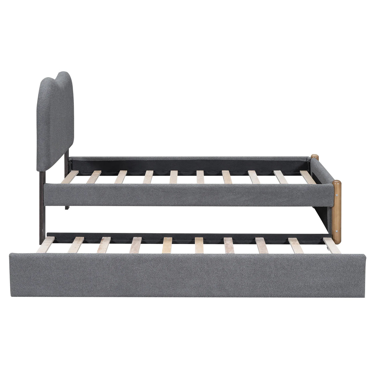 Twin Upholstered Platform Bed Frame With Trundle and Headboard - Omega Lifestyles