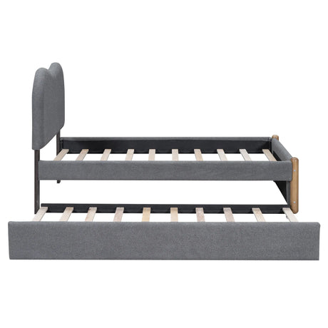 Twin Upholstered Platform Bed Frame With Trundle and Headboard - Omega Lifestyles