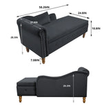Classic Velvet Storage Chaise Lounge With Pillow - Omega Lifestyles