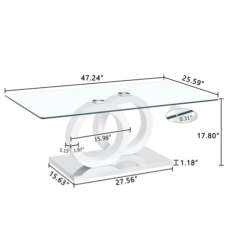 Modern Minimalist Glass Top MDF Coffee Table - Omega Lifestyles