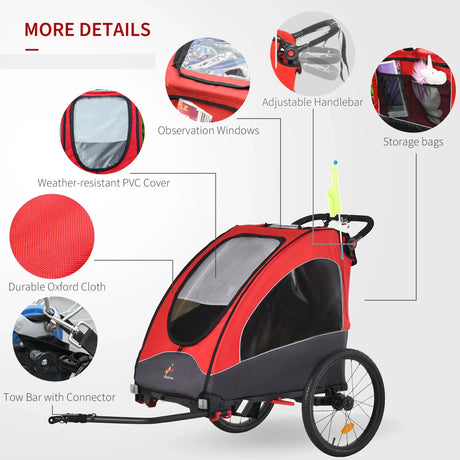 Foldable Aluminum Kids Bike Trailer Jogger Stroller - Omega Lifestyles
