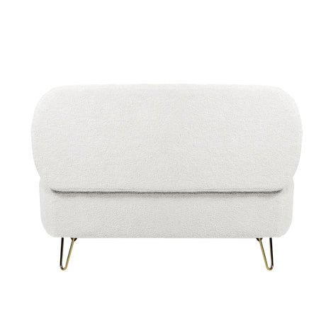 Ivory Faux Fur Upholstered Storage Bench With Gold Legs - Omega Lifestyles