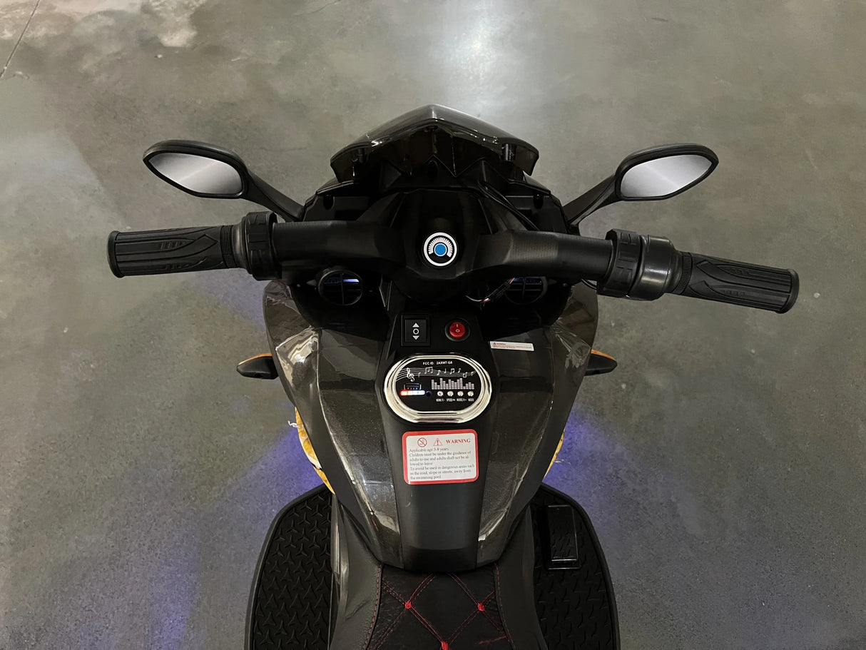 12V Kids Ride-On Motorcycle With PU Seat And Lights - Omega Lifestyles