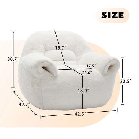 Faux Fur Comfy Bean Bag Chair With Back Support - Omega Lifestyles