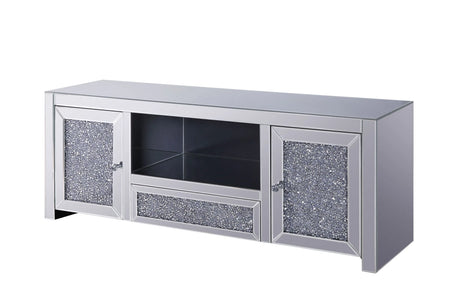Mirrored Silver Faux Diamonds MDF TV Stand - Omega Lifestyles