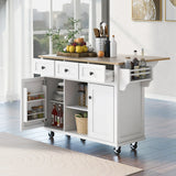 Kitchen Cart With Rubber Wood Drop-Leaf Countertop Storage - Omega Lifestyles