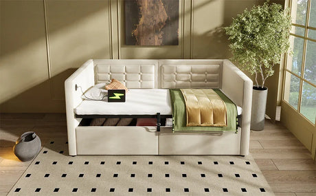 Twin Beige Velvet Upholstered Hydraulic Storage Bed Frame - Omega Lifestyles
