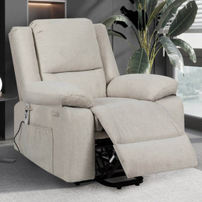 Electric Power Recliner Chair With Massage Beige - Omega Lifestyles