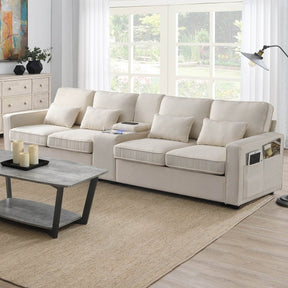 Modern Linen Upholstered Sofa for Four - Omega Lifestyles