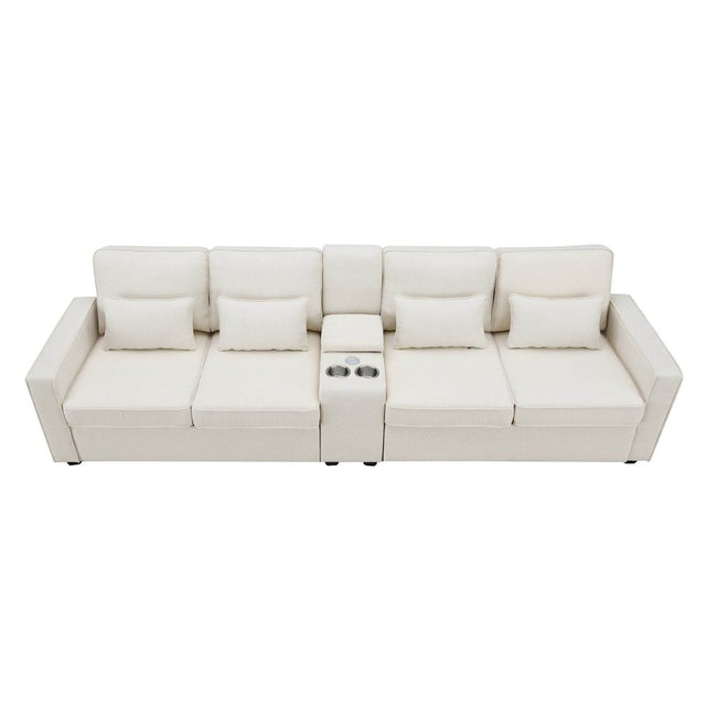 Modern Linen Upholstered Sofa for Four - Omega Lifestyles