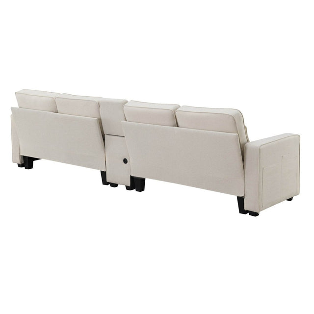 Modern Linen Upholstered Sofa for Four - Omega Lifestyles
