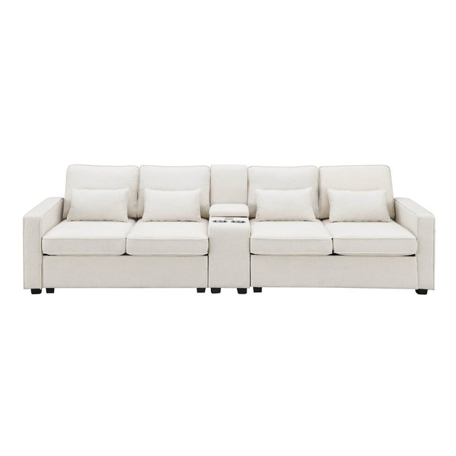 Modern Linen Upholstered Sofa for Four - Omega Lifestyles