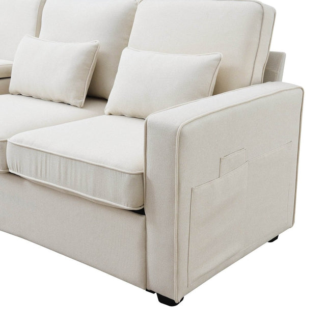Modern Linen Upholstered Sofa for Four - Omega Lifestyles