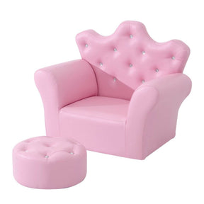 2-Piece Pink Toddler Sofa Set With Footstool - Omega Lifestyles