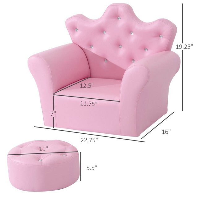 2-Piece Pink Toddler Sofa Set With Footstool - Omega Lifestyles