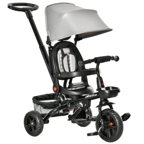 4-In-1 Adjustable Grey Baby Tricycle With Safety Features - Omega Lifestyles