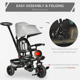 4 - In - 1 Adjustable Grey Baby Tricycle With Safety Features - Dreamtide - Omega Lifestyles