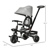 4 - In - 1 Adjustable Grey Baby Tricycle With Safety Features - Dreamtide - Omega Lifestyles