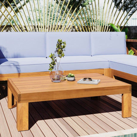 5-Piece Outdoor Acacia Wood Sectional Patio Sofa Set - Sleep Galleria