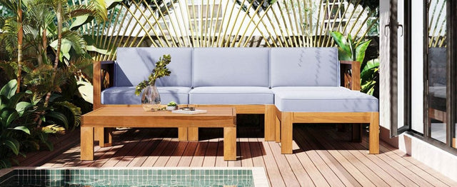 5-Piece Outdoor Acacia Wood Sectional Patio Sofa Set - Omega Lifestyles
