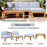 5-Piece Outdoor Acacia Wood Sectional Patio Sofa Set - Sleep Galleria