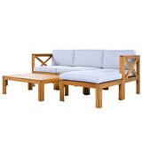 5-Piece Outdoor Acacia Wood Sectional Patio Sofa Set - Sleep Galleria