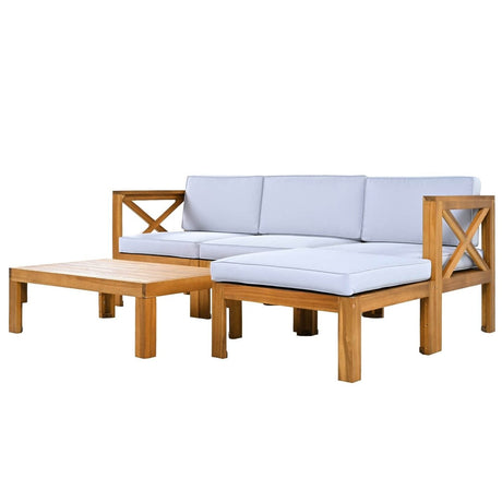 5-Piece Outdoor Acacia Wood Sectional Patio Sofa Set - Sleep Galleria