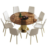 53-Inch Round Dining Table Set With Smoked Glass Top - Omega Lifestyles